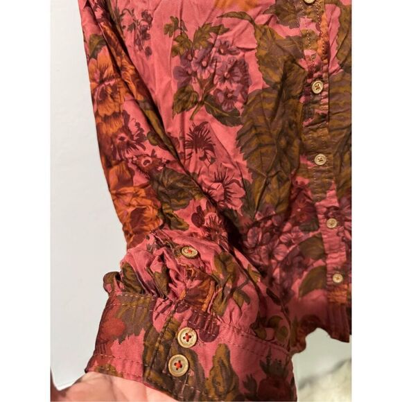 Anthropologie Dolman sleeve floral print button front shirt M - Picture 4 of 7